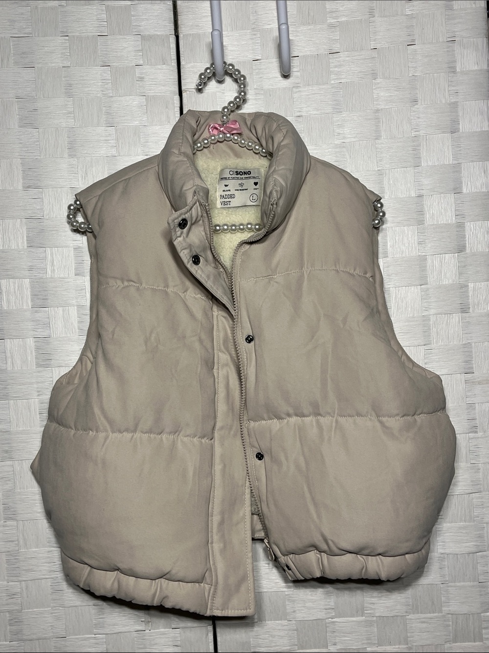 Women's Cream Puffer Vest